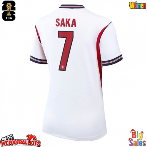 England Bukayo Saka #7 Replica Home Stadium Shirt for Women World Cup 2026 Short Sleeve